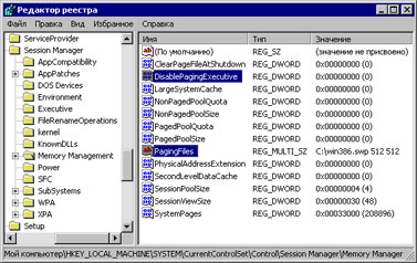 Le fichier d'échange dans le / XP Registre Windows 2000