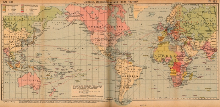 Carte des routes commerciales en 1912