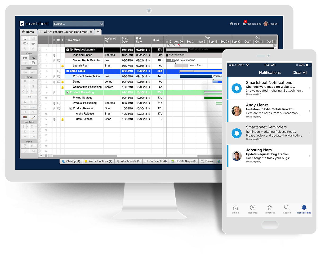 Smartsheet outil en ligne pour travailler ensemble dans une entreprise avec n'importe quelle échelle Smartsheet time plan online