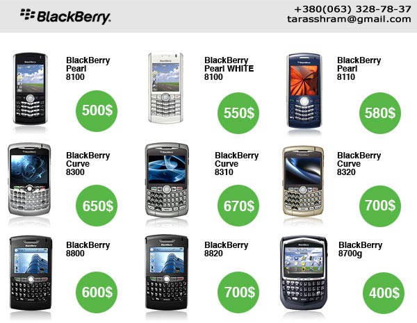 BlackBerry tous les modèles