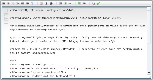 MarkItUp! - Meilleurs éditeurs HTML WYSIWYG MarkItUp! - WYSIWYG HTML редакторы
