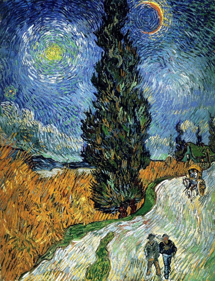 Route avec cyprès et étoile - Les chefs-d'œuvre de Van Gogh que tout le monde devrait connaître Дорога с кипарисом и звездой - Картины Ван Гога, которые должен знать каждый