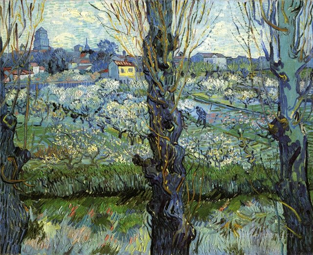 Jardin fleuri de peupliers - Chefs-d'œuvre de Van Gogh, que tout le monde devrait connaître Цветущий сад с тополями - Картины Ван Гога, которые должен знать каждый