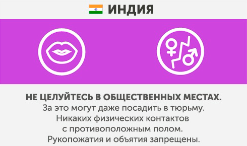 Inde - Quoi ne pas faire dans d'autres pays Индия - Что запрещено делать в других странах