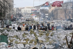 Indépendance dans le froid. Photo du centre de Kiev 29-30 Janvier