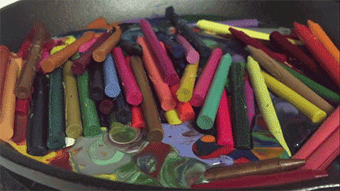 Melting crayons - Destruction d'objets dans GIFCA (12 hyphes) Плавление цветных мелков - Уничтожение предметов в гифках (12 гиф)