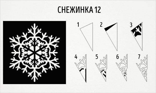 Schemes délicieux flocons de neige sur papier Схемы восхитительных снежинок из бумаги