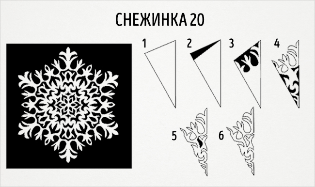 Schemes délicieux flocons de neige sur papier Схемы восхитительных снежинок из бумаги