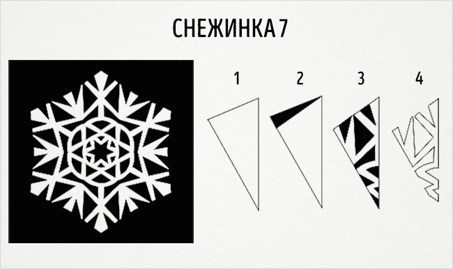 Schemes délicieux flocons de neige sur papier Схемы восхитительных снежинок из бумаги