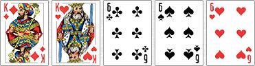 3 cartes de même rang et deux cartes de même rang