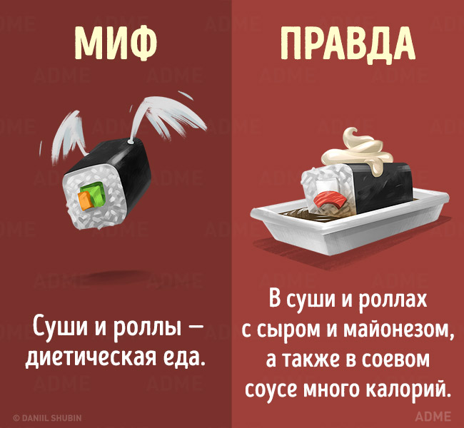 Mythes sur l'alimentation saine Мифы о здоровом питании