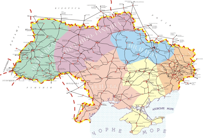 Carte des chemins de fer de l'Ukraine