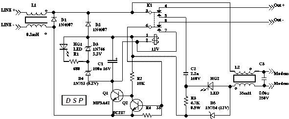 Circuit de filtrage et de l'amplificateur pour les modems téléphoniques