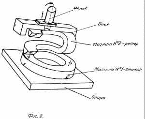 Vue générale d'un second mode de réalisation d'un champ magnétique, le moteur fuelless Alekseenko